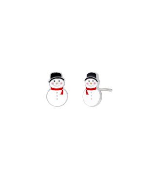 Pendientes MAREA Girls de Plata de Ley con Muñeco de Nieve Esmaltado Multicolor y Cierre de Presión D03601/CV
