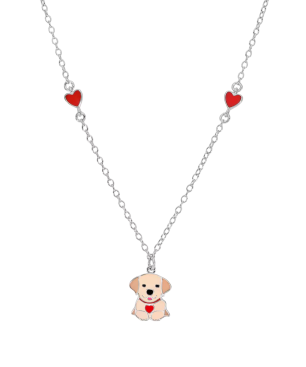 Colgante MAREA Girls de Plata de Ley con Perrito Esmaltado Marrón, Rojo y Beige D03607/AK