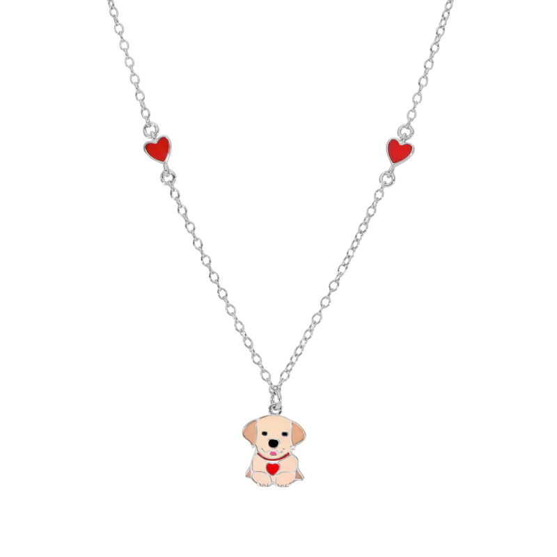 Colgante MAREA Girls de Plata de Ley con Perrito Esmaltado Marrón, Rojo y Beige D03607/AK