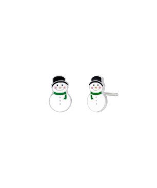 Pendientes MAREA Girls de Plata de Ley con Muñeco de Nieve Esmaltado Multicolor y Cierre de Presión D03601/CW