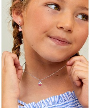 Collar MAREA Para Niña - Cadena con Motivo de Cupcake Multicolor - Plata de Ley en Baño Rodio | D03007/AQ