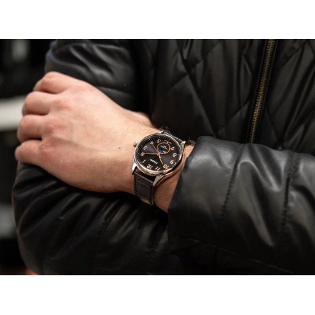 Reloj CASIO Analógico Clásico de Acero con Indicador de Fase Lunar y Correa de Piel MTP-M110L-1AVER