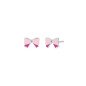 Pendientes MAREA Para Niña - Lacitos con Circonita en Plata de Ley Baño Rodio - Esmalte Rosa Fucsia | D03601/CF