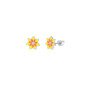Pendientes MAREA Girls de Plata de Ley con Flor Amarilla Bicolor Anaranjada y Cierre de Rosca D04001/AV