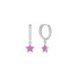 Pendientes MAREA Girls de Plata de Ley Aro con Estrella de Esmalte Rosa Fucsia y Cierre Huggy D02401/AB