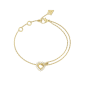 Pulsera GUESS  Mujer de Acero Dorado ICONIQUE de Doble Cadena con Corazón y Cristales JUBB05534JWYGS