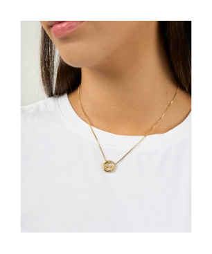 Collar GUESS ICONIQUE Mujer de Acero Dorado con Corazón y Pedrería JUBN05526JWYGT-U