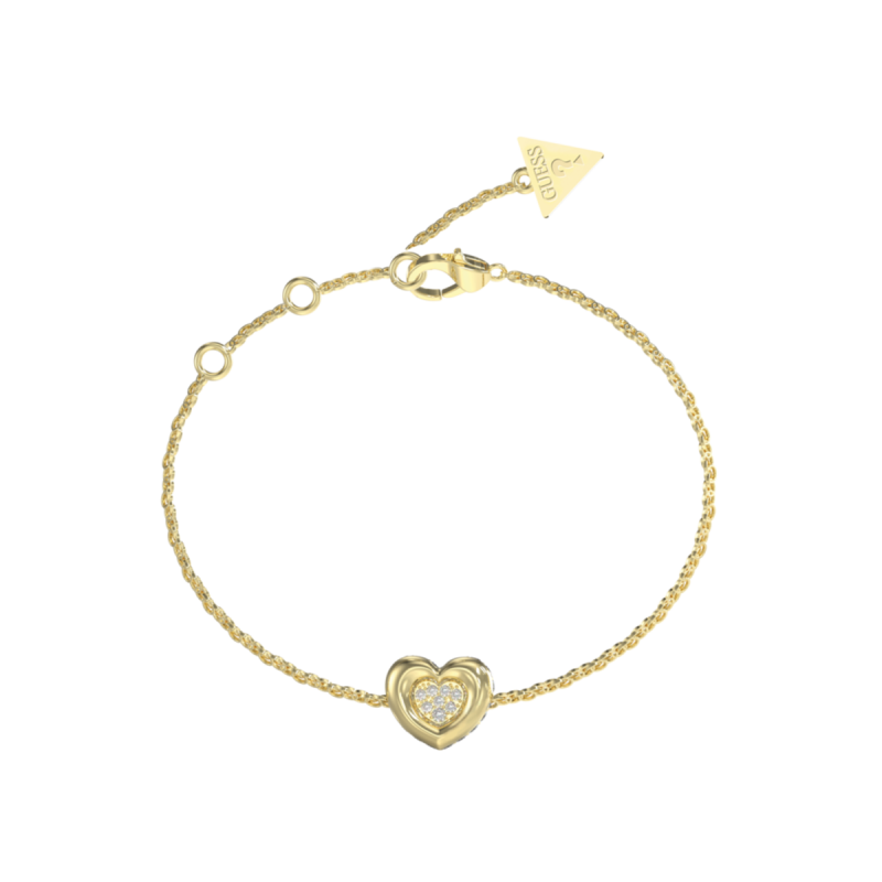Pulsera GUESS L.O.V.E. Mujer de Acero Dorado con Corazón y Pedrería JUBB05461JWYGS