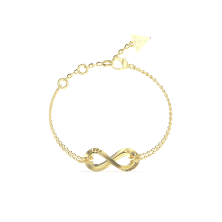 Pulsera GUESS AMORE Mujer de Acero Dorado con Infinito y Grabado Central JUBB05050JWYGS