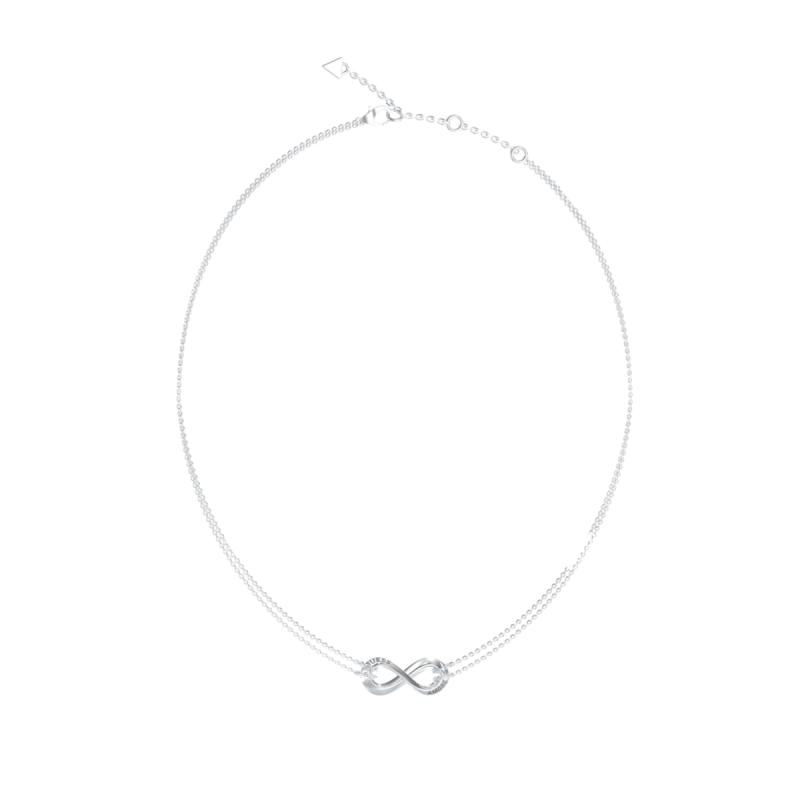 Collar GUESS AMORE Mujer de Acero Plateado con Infinito y Grabado Central JUBN05049JWRHT-U