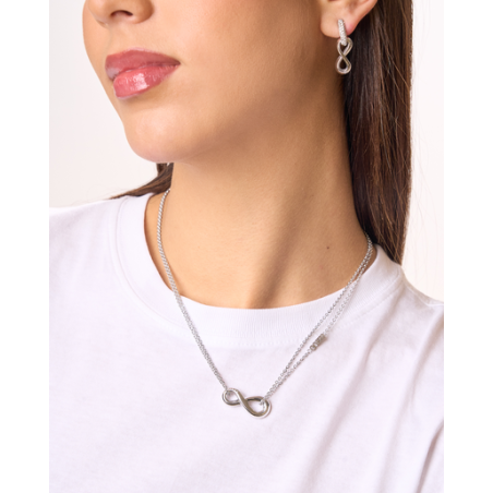 Collar GUESS AMORE Mujer de Acero Plateado con Infinito y Grabado Central JUBN05049JWRHT-U