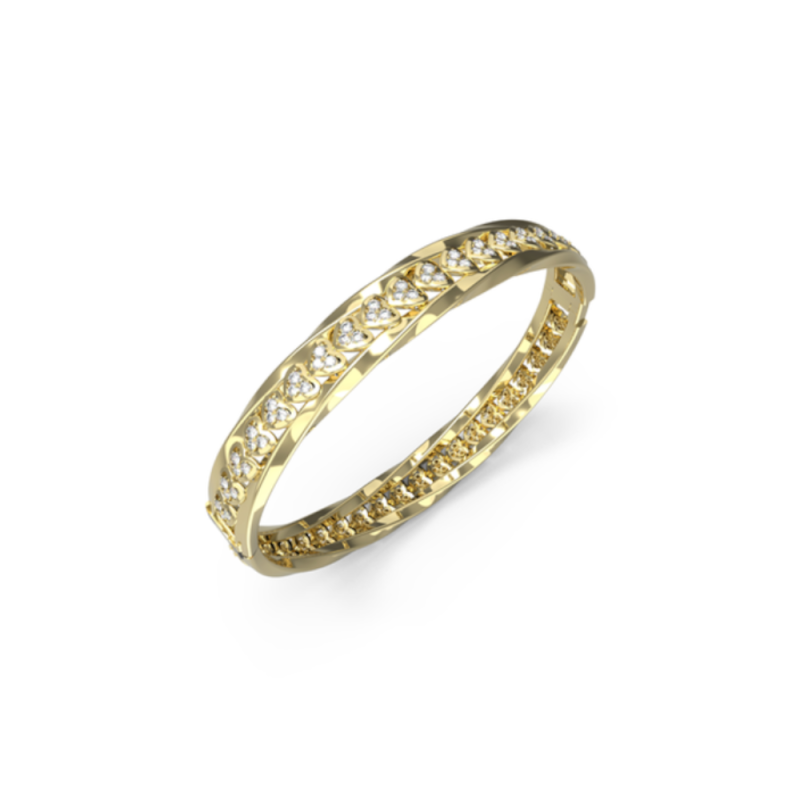 Pulsera GUESS MON AMOUR Mujer de Acero Dorado Tipo Bangle con Corazones y Cristales JUBB04601JWYGS