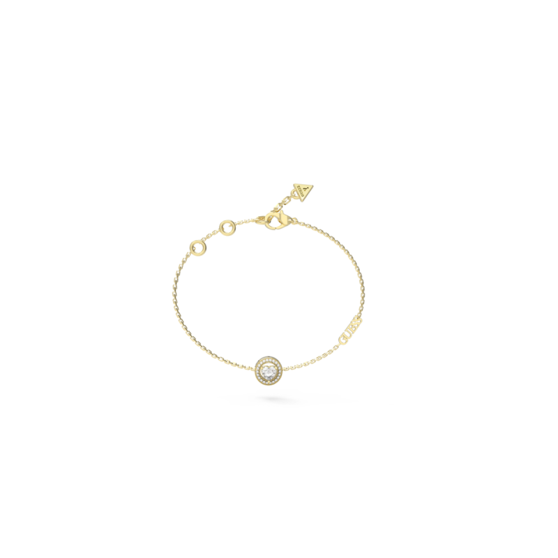 Pulsera GUESS M'ama Non M'ama - Cadena Acero e IP Dorado con Motivo de Aro y Corazón de Cristal - JUBB04668JWYGS