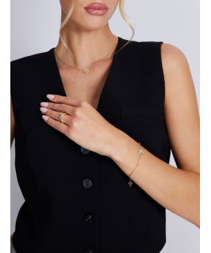 Pulsera GUESS M'ama Non M'ama - Cadena Acero e IP Dorado con Motivo de Aro y Corazón de Cristal - JUBB04668JWYGS