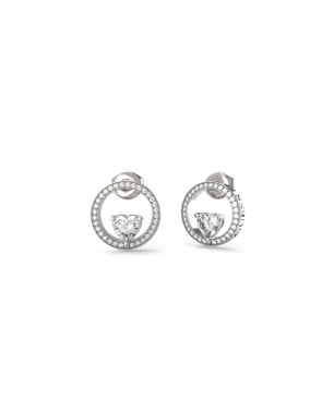 Pendientes Aro GUESS M'ama Non M'ama - Acero Platedado con Cristales y Motivo de Corazón Central - JUBE04666JWRHT-U