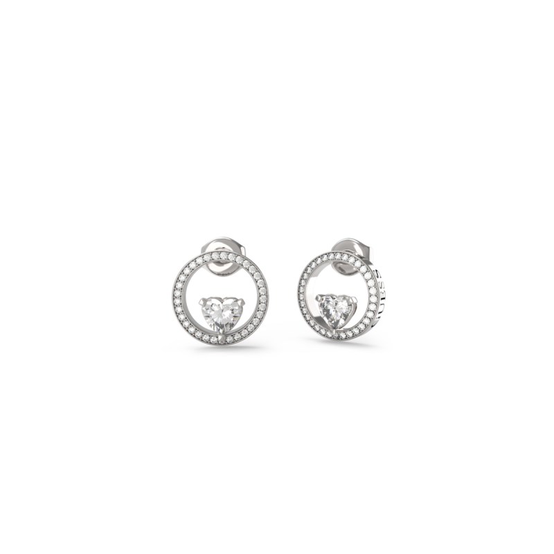 Pendientes Aro GUESS M'ama Non M'ama - Acero Platedado con Cristales y Motivo de Corazón Central - JUBE04666JWRHT-U