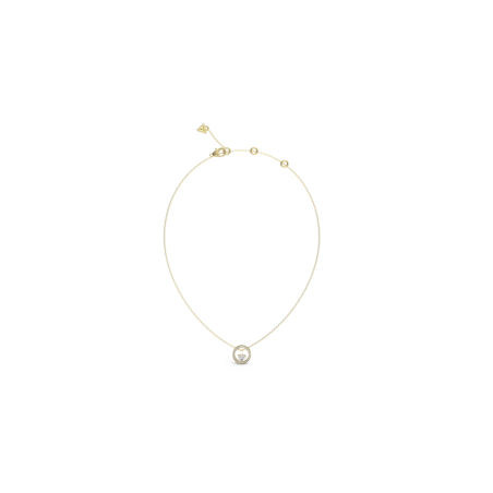 Collar GUESS M'ama Non M'ama - Cadena de Acero IP Dorado con Aro y Motivo de Corazón con Cristales - JUBN04665JWYGT-U