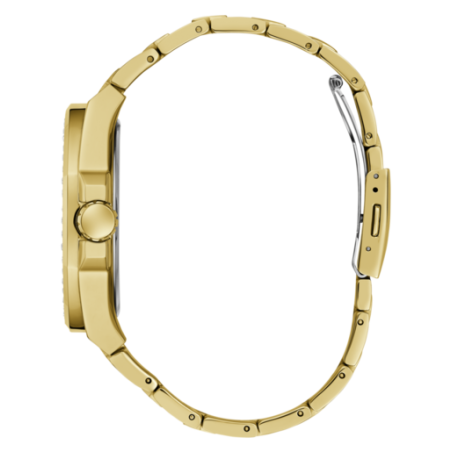 Reloj GUESS Empire Para Hombre - Cronógrafo Acero IP Dorado con Pedrería - Esfera Negra con Circonitas - GW0785G2