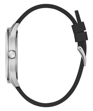 Reloj GUESS Reputation Para Hombre - 3 Agujas Esfera Negra con Textura y Logo - Correa Silicona Negra y Caja de Acero - GW0887G1