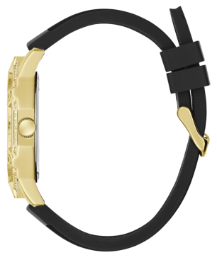 Reloj GUESS Regal Para Hombre - Cronógrafo con Caja y Esfera Acero IP Dorado con Cristales - Correa Silicona Negra - GW0954G2