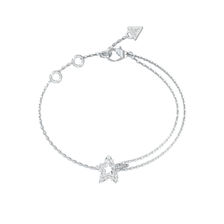 Pulsera GUESS de Acero Plateado con Doble Cadena y Estrella con Pedrería JUBB05538JWRHS