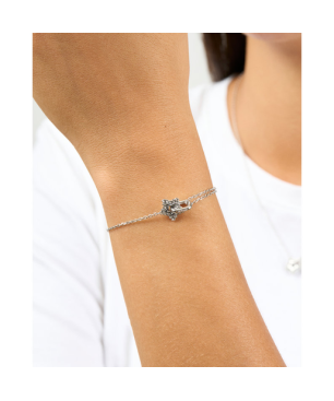 Pulsera GUESS de Acero Plateado con Doble Cadena y Estrella con Pedrería JUBB05538JWRHS