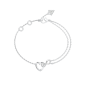 Pulsera GUESS ICONIQUE de Acero Plateado con Doble Cadena y Corazón Infinito JUBB05531JWRHS