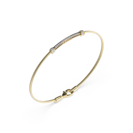 Pulsera GUESS KALYBE de Acero Dorado con Cable y Pieza Central con Pedrería JUBB05396JWYGS