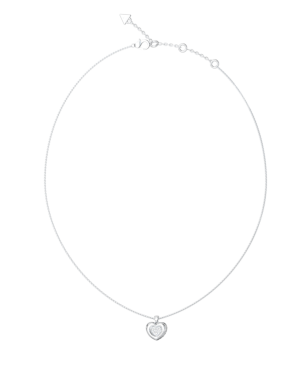 Collar GUESS L.O.V.E Para Mujer - Acero Cadena Plateada con Corazón Decorado con Pedrería - JUBN05463JWRHT-U