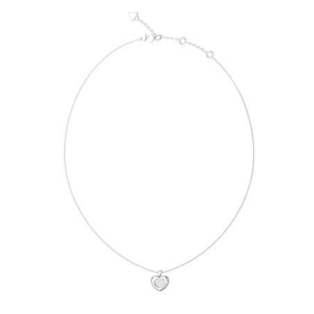 Collar GUESS L.O.V.E Para Mujer - Acero Cadena Plateada con Corazón Decorado con Pedrería - JUBN05463JWRHT-U