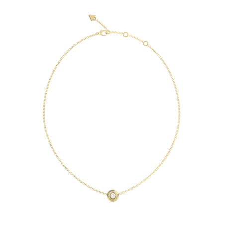 Collar GUESS MAJORELLE de Acero Dorado con Cadena y Icono Redondeado con Pedrería JUBN05377JWYGT-U