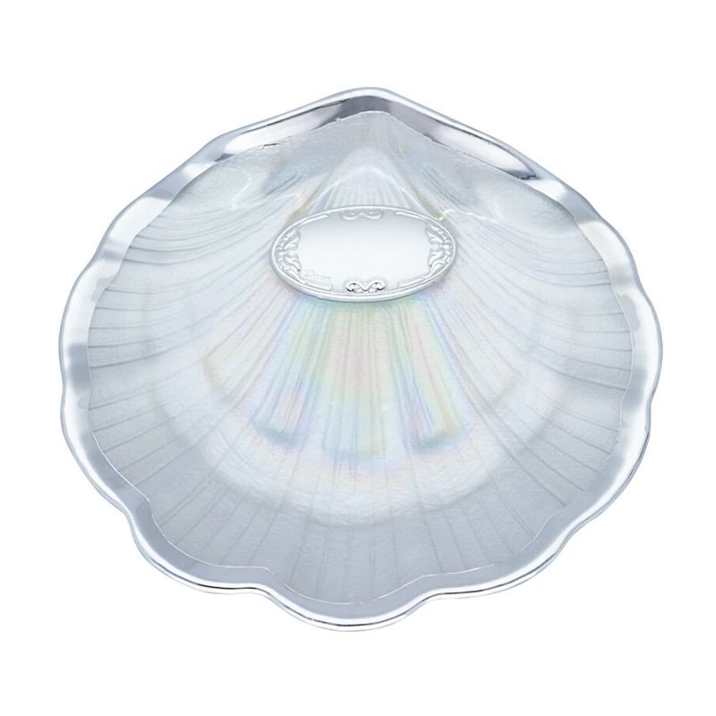 Concha Bautismal Aplique Personalizable Niño/Niña de Nacar y Plata Bilaminada