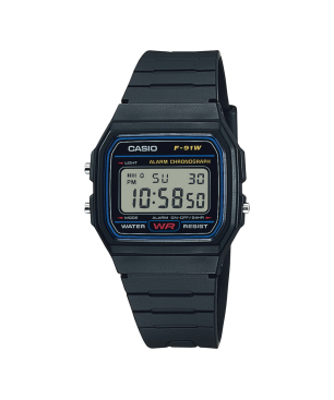 Reloj CASIO Unisex - Classic F-91 Series Digital con Correa de Silicona Negra - Pantalla Retroiluminada - F-91W-1YEG