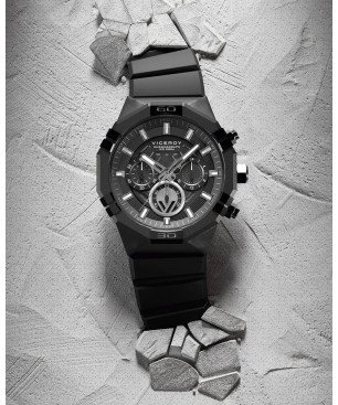 Reloj VICEROY Para Hombre - Cronógrafo Esfera Negra - Correa Negra de Silicona y Caja Acero - Sumergible (200m) - 45017-55