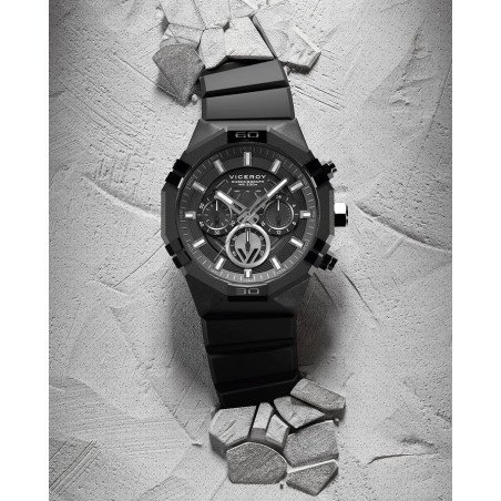 Reloj VICEROY Para Hombre - Cronógrafo Esfera Negra - Correa Negra de Silicona y Caja Acero - Sumergible (200m) - 45017-55