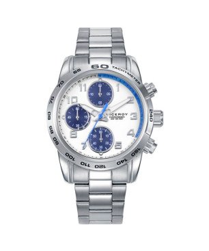 Reloj VICEROY NEXT Para Niño - Cronógrafo Correa y Caja de Acero Esfera Blanca/Azul - Incluye Pulsera Piel con Cruz - 401471-05