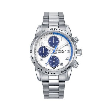 Reloj VICEROY NEXT Para Niño - Cronógrafo Correa y Caja de Acero Esfera Blanca/Azul - Incluye Pulsera Piel con Cruz - 401471-05