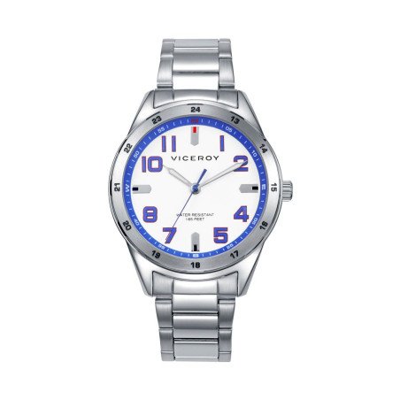 Reloj VICEROY NEXT Para Niño - Correa y Caja de Acero con Esfera Blanca/Azul - Incluye Pulsera Piel Azul con Cruz - 401475-04