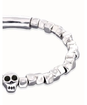Pulsera UNOde50 Ser Imparable - Elástica de Aleación de Metales Bañada en Plata - Detalle de Calavera | PUL2589NGRMTL0L