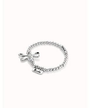 Pulsera Elástica UNOde50 Ser Rebelde - Cuentas con Libélula de Metal Baño en Plata de Ley - Mensaje Suerte | PUL2476MTL0000L
