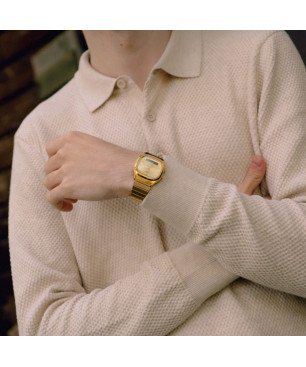 Reloj CASIO Vintage Unisex - Correa y Esfera de Acero IP Dorado - Pantalla Analógico-Digital - AQ-240EG-9AEF