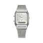 Reloj CASIO Vintage Unisex - Analógico-Digital Correa de Malla Plateada y Esfera Blanca Edgy Collection - AQ-230EM-7AEF Reloj CASIO Vintage Unisex - Analógico-Digital Correa de Malla Plateada y Esfera Blanca Edgy Collection - AQ-230EM-7AEF