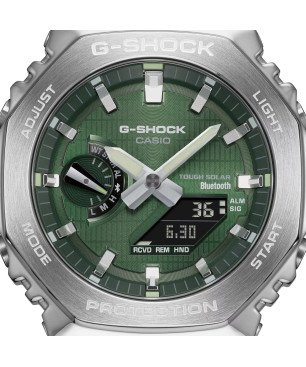 Reloj G-SHOCK Unisex – Metal Octogonal Tough Solar y Bluetooth® | 20 BAR | Correa Bio-Resina y Esfera Verde – GBM-2100A-1A3ER