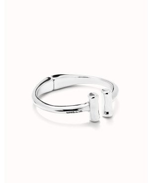 Pulsera Rígida UNOde50 Ser Natural - Acero Bañado en Plata de Ley - Detalles de Tubos - TALLA L | PUL2443MTL0000L