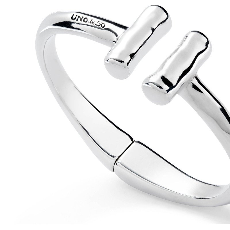 Pulsera Rígida UNOde50 Ser Natural - Acero Bañado en Plata de Ley - Detalles de Tubos - TALLA L | PUL2443MTL0000L Pulsera Rígida UNOde50 Ser Natural - Acero Bañado en Plata de Ley - Detalles de Tubos - TALLA L | PUL2443MTL0000L
