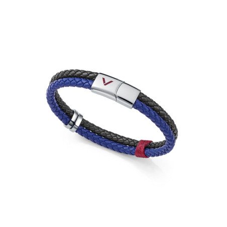 Pulsera VICEROY Para Hombre - Doble Trenza de Piel Azul y Negro con Detalles de Acero | 75426P01013