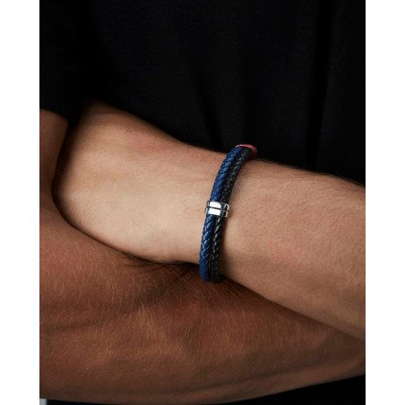 Pulsera VICEROY Para Hombre - Doble Trenza de Piel Azul y Negro con Detalles de Acero | 75426P01013