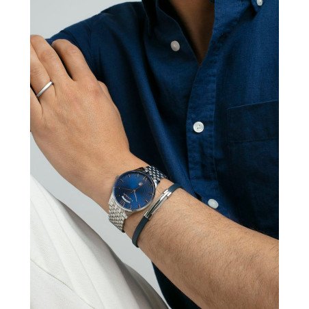 Pulsera VICEROY Para Hombre - Piel Azul con Detalle Placa Central de Acero | 75402P01013