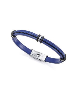 Pulsera VICEROY Magnum Para Hombre - Silicona Azul con Piel Trenzada Azul y Negra - Detalles de Acero | 14128P01013
