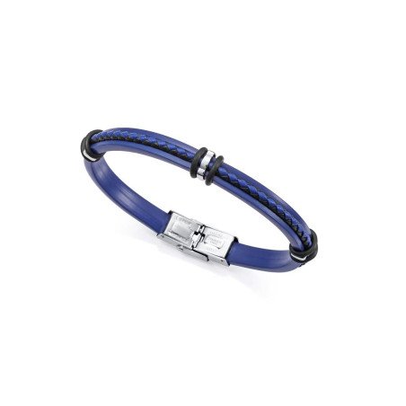 Pulsera VICEROY Magnum Para Hombre - Silicona Azul con Piel Trenzada Azul y Negra - Detalles de Acero | 14128P01013